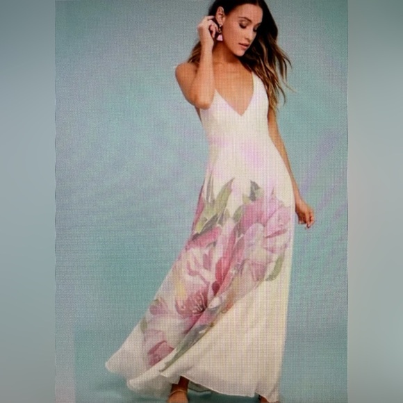 Aakaa Dresses & Skirts - Beige zen garden cream floral print maxi dress, perfect for any formal